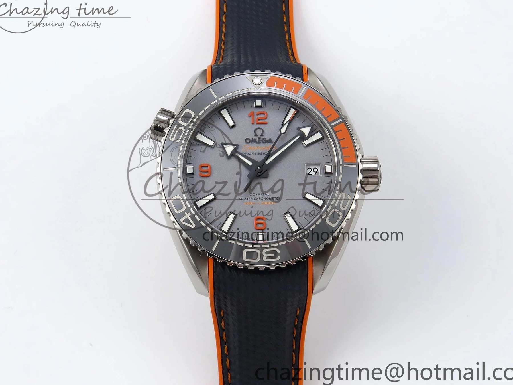 0415 Comfortable Planet Ocean 43.5mm SS VSF 1:1 Best Edition Black Orange Bezel Gray Dial on Nylon Strap A8900 Super Clone V 7730
